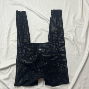 lululemon athletica Black Tonal Text Print Leggings